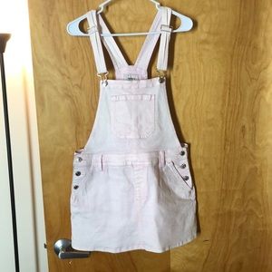 Pink acid washed overall dress